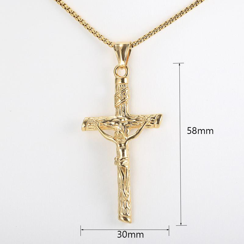 For Men Gold Plated Jesus Christ Crucifix Cross Pendant Necklace 16