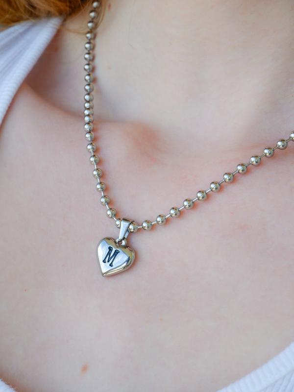 Initial Heart Necklace | Waterproof Jewelry | Silver Stainless Steel and Gold