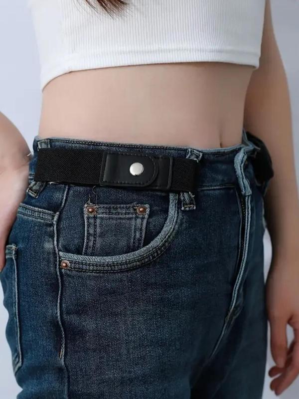 1 Pair No Buckle Elastic Belt for Women Men, High Stretch Belt for Pants Jeans, Casual Buckle Free Adjustable Invisible Belt, Trendy Accessories