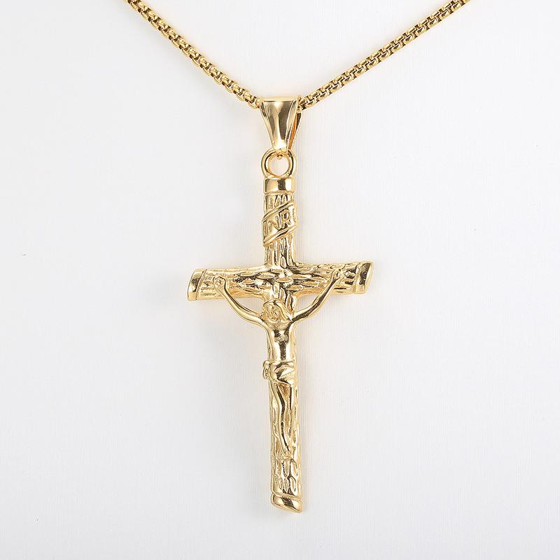 For Men Gold Plated Jesus Christ Crucifix Cross Pendant Necklace 16