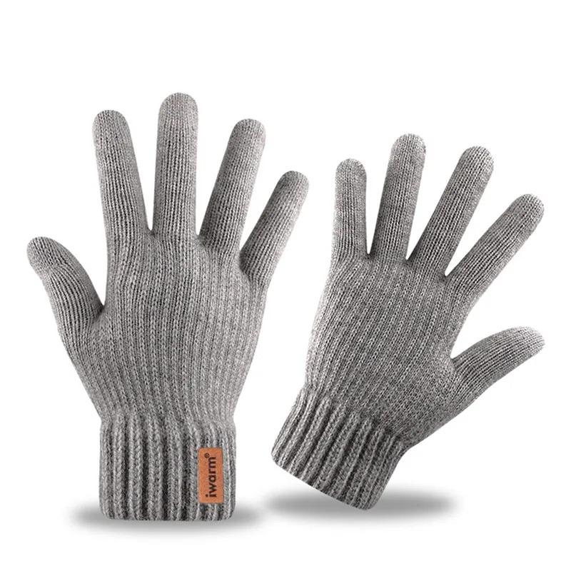 Men Knitted Gloves Winter Touchscreen High Quality Male Thicken Warm Wool Cashmere Solid Gloves Men Mitten Business Autumn