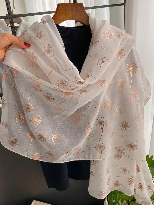 Women's Plants Decor Shawl, Casual Soft Comfortable Scarf for Women, Fashion Accessories for Daily Wear, Trendy All-match & Exquisite Scarf for Birthday Gift