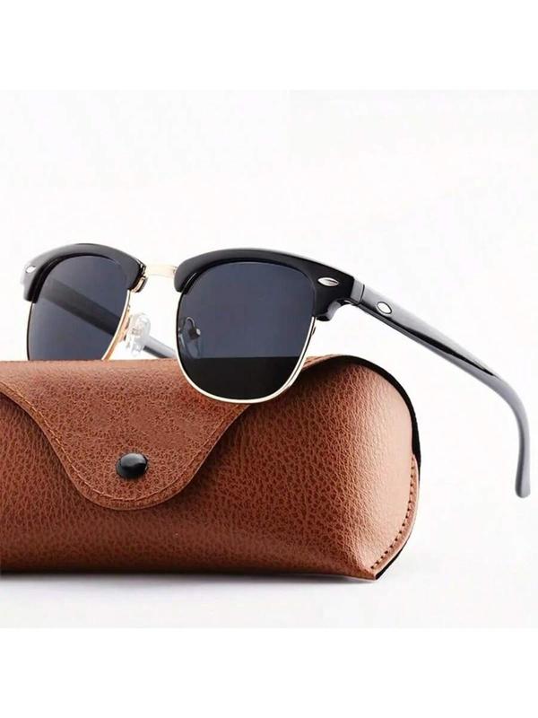 Unisex Vintage Tinted Lens Sunglasses, Trendy Casual Browline Sunglasses for Everyday Use, Fashion Accessories for Outdoor Activities