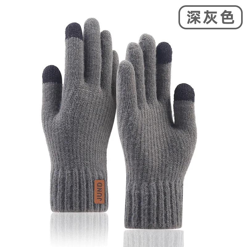 Men Knitted Gloves Winter Touchscreen High Quality Male Thicken Warm Wool Cashmere Solid Gloves Men Mitten Business Autumn