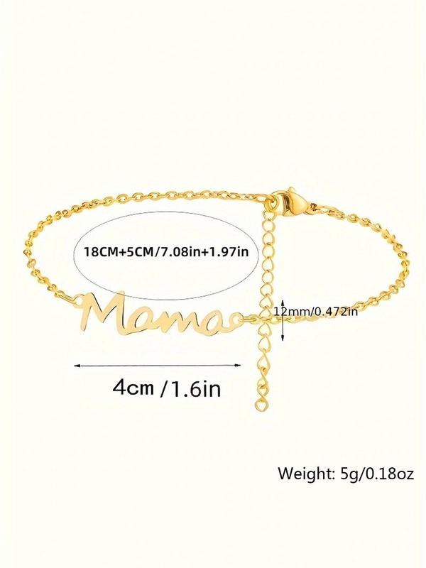 Fashion Letter Charm Link Bracelet, Stainless Steel Jewelry for Women for Party, Daily Clothing Decor, Trendy All-match & Exquisite Jewelry for Birthday Gift