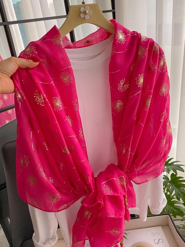 Women's Plants Decor Shawl, Casual Soft Comfortable Scarf for Women, Fashion Accessories for Daily Wear, Trendy All-match & Exquisite Scarf for Birthday Gift