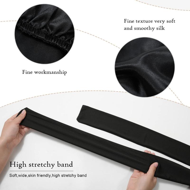 AWAYTR Long Single Layer Satin Bonnet Silk Like Hair Bonnets for Women Sleeping Cap for Hair with Elastic Tie Band Hair Care Cap