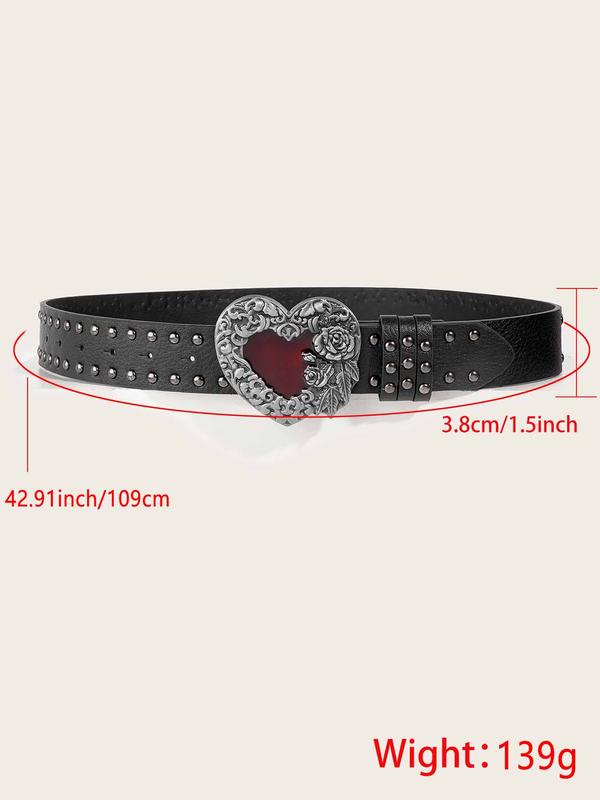 Punk Style Heart Design Pu Buckle Belt, Fashionable Y2k Belt for Women & Men, Trendy All-match & Exquisite Belt for Birthday Gift