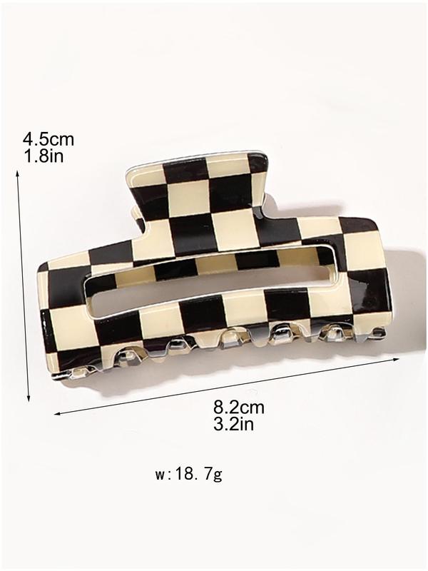 Checkerboard Pattern Acryl Hair Claw, Casual Versatile Claw Clip for Women & Girls, Elegant All-match Fashion Accessories for Daily & Party Decoration, Exquisite Jewelry for Birthday Gifts, Freshness for 2024 Decorations 2024