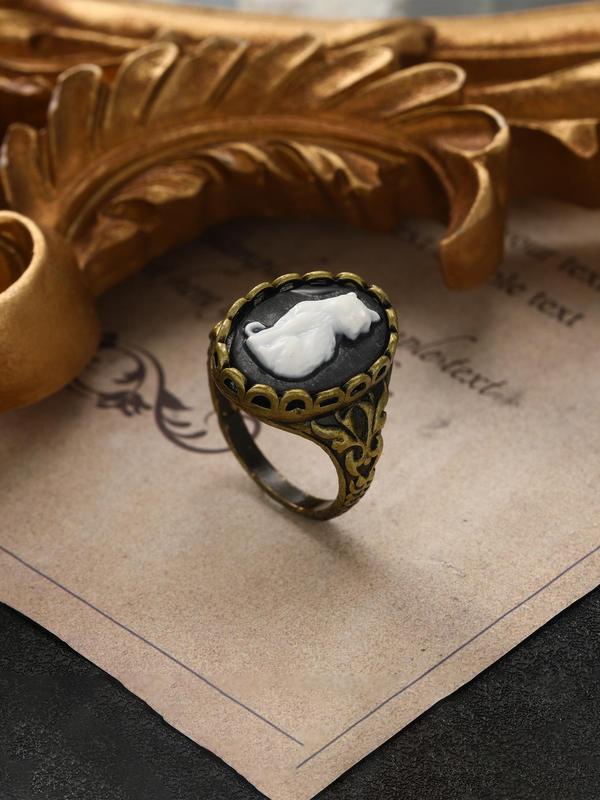 Vintage Cat Design Carved Ring, Fashion Jewelry for Party, Daily Clothing Decor, Trendy All-match & Exquisite Jewelry for Birthday Gift