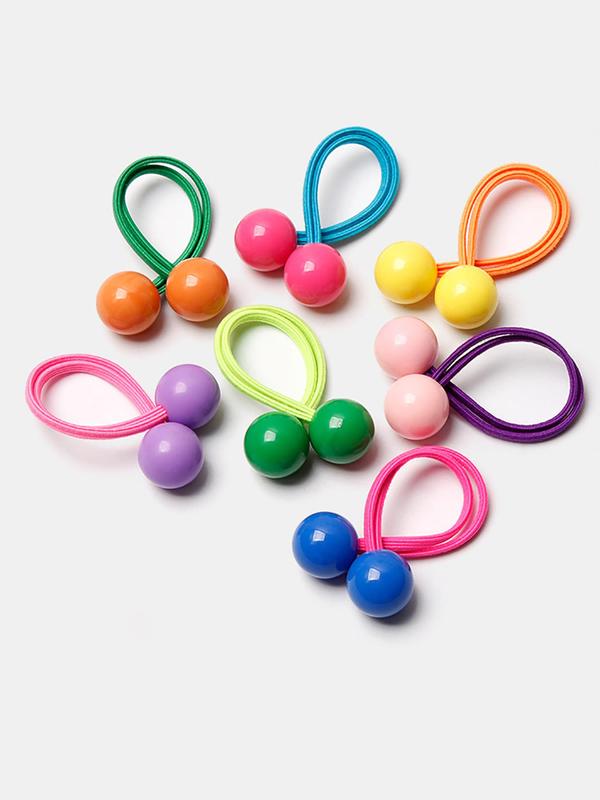 Random Color Cute Ball Beads Hair Tie, 2024 New Style High Stretch Hair Tie for Daily Use, Fashion Hair Accessories for Women, Hairstyles Ideas for Girls