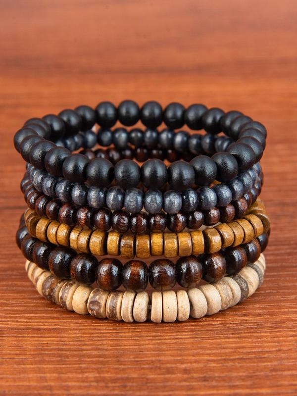 Boho Style Wooden Beaded Bracelet, Casual Trendy Beaded Bracelet, Fashionable Jewelry for Women & Men for Daily & Party Decoration