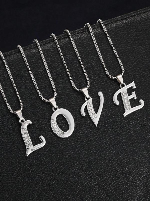 Stainless Steel Initials Pendant Necklace, Fashion Jewelry for Party, Daily Clothing Decor, Trendy All-match & Exquisite Jewelry for Birthday Gift