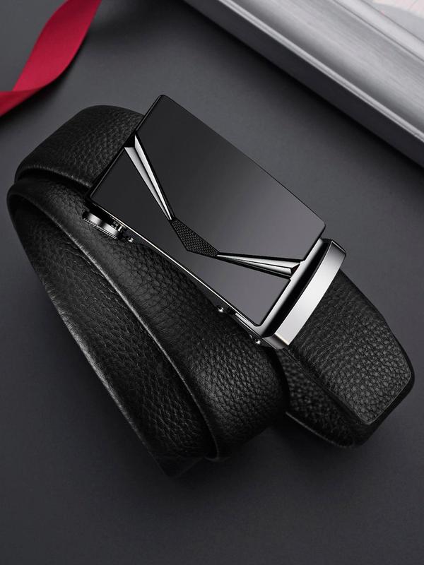 Men's Automatic Buckle PU Leather Belt Without Box, Business Casual PU Buckle Belt For Men For Work Office Daily