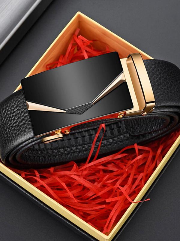 Men's Automatic Buckle PU Leather Belt Without Box, Business Casual PU Buckle Belt For Men For Work Office Daily