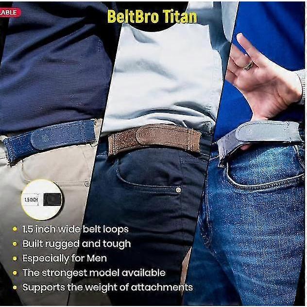 BeltBro Titan No Buckle Elastic Belt For Men Fits 1.5 Inch Belt Loops, Comfort