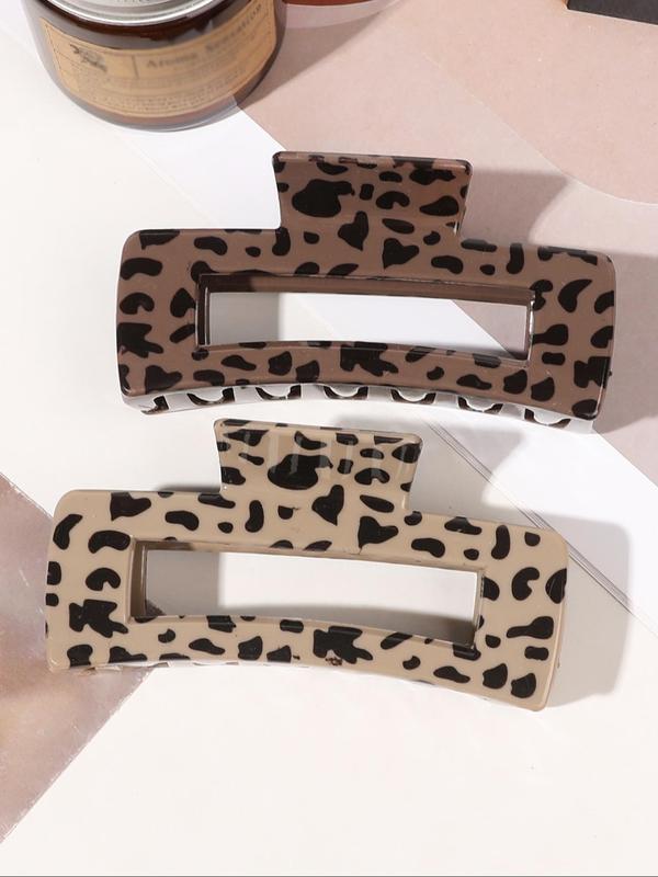 Fashion Leopard Pattern Hair Claws, Hollow Out Design Hair Claws, Casual Versatile Hair Accessories for Women & Girls