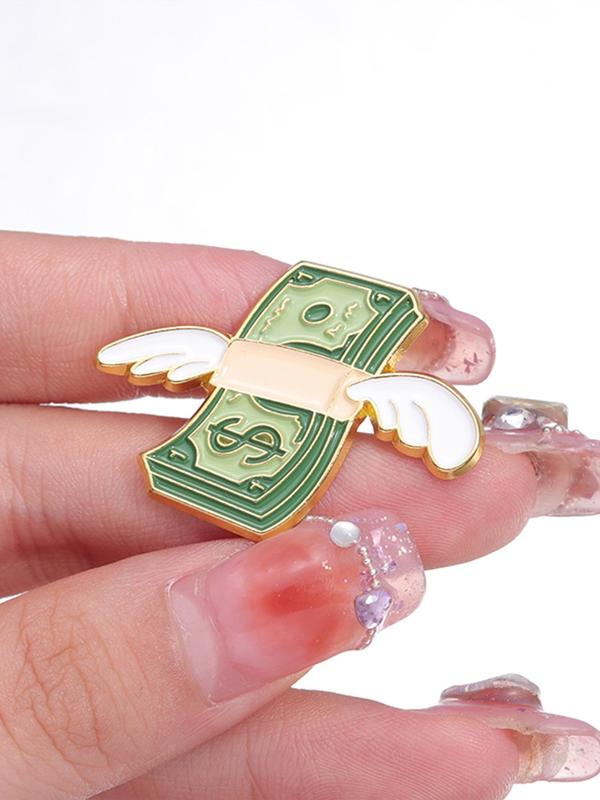 Cartoon Dollar Brooch, Cute Wing Design Brooch for Women & Men, Fashion Brooch for Party, Daily Clothing Decor, Trendy All-match & Exquisite Brooch for Gift