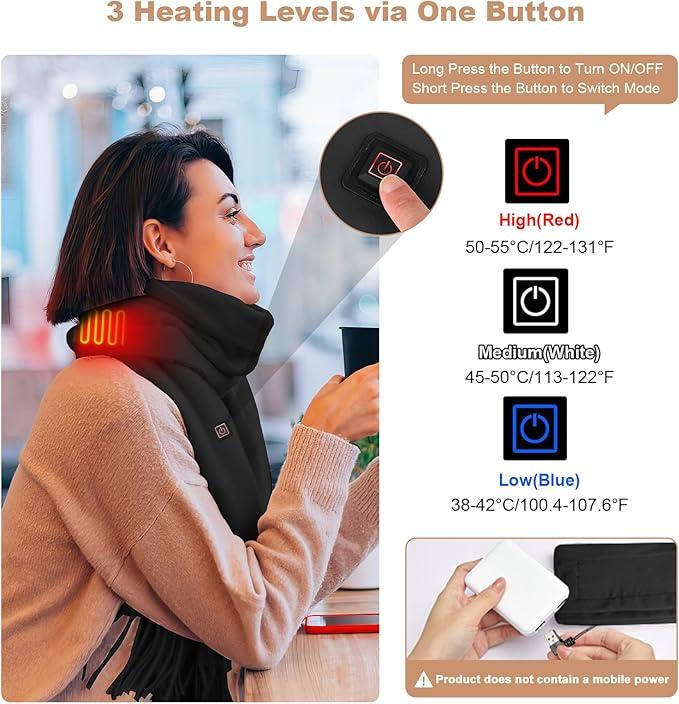 Heated Scarf USB Neck Heating Pad Soft Washable