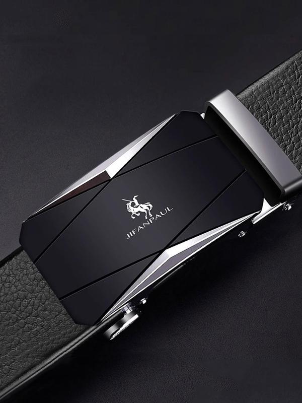 Men's Automatic Buckle Lychee Pattern Waistband, Minimalist Elegant Business Style PU Buckle Belt, PU Leather Business Belt Without Box