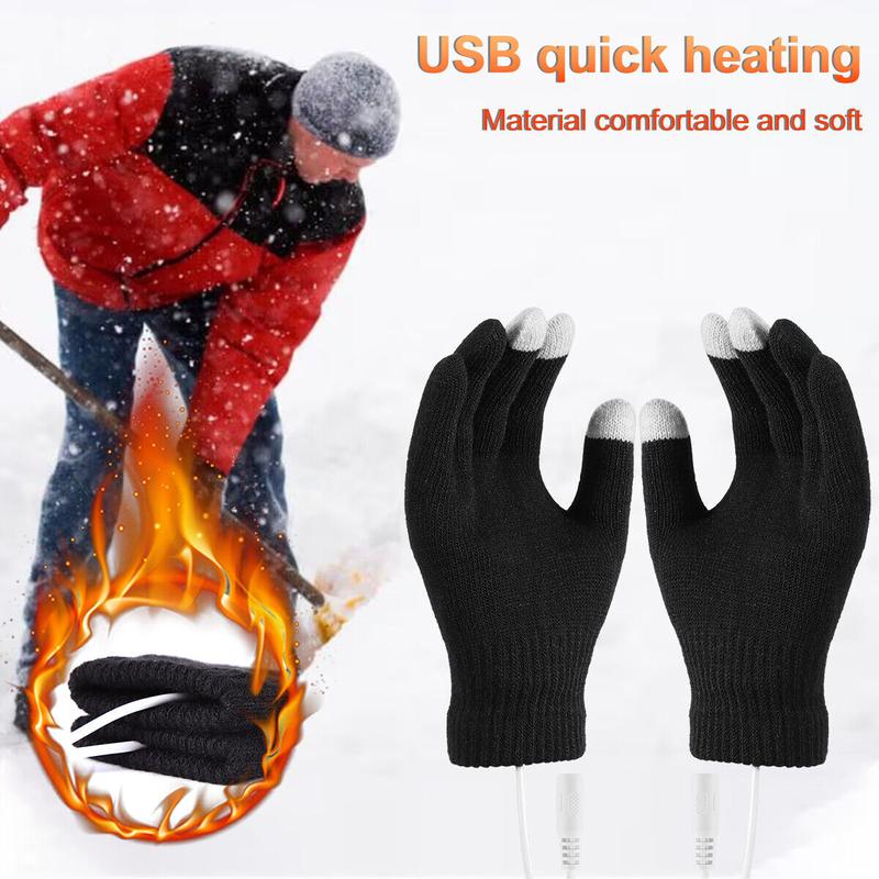 USB Rechargeable Electric Heating Gloves Winter Warm Ski Touchscreen Men Women