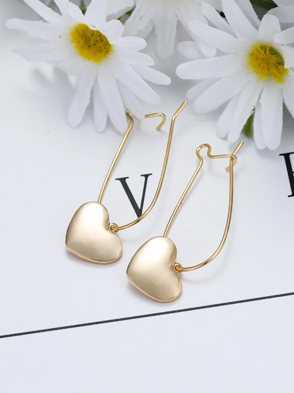 1 Pair Heart Shaped Dangle Earrings, Fashionable Casual Matching Earrings Jewelry for Daily Use, Classic Fashion Accessories for Party