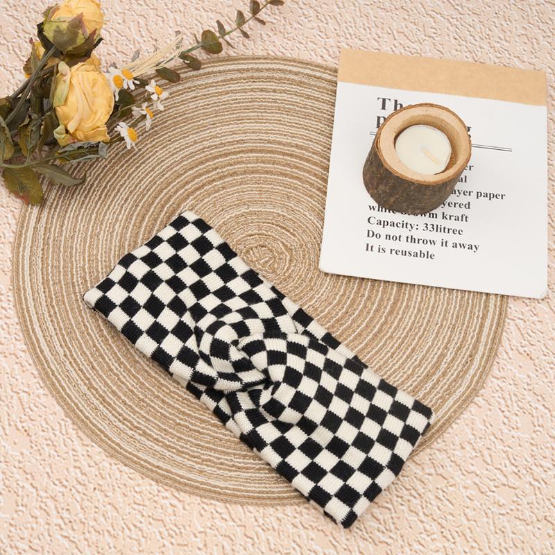 Loveline(1Pc As Gift)Checkerboard Knitted Headband(Do Not Purchase Separately)