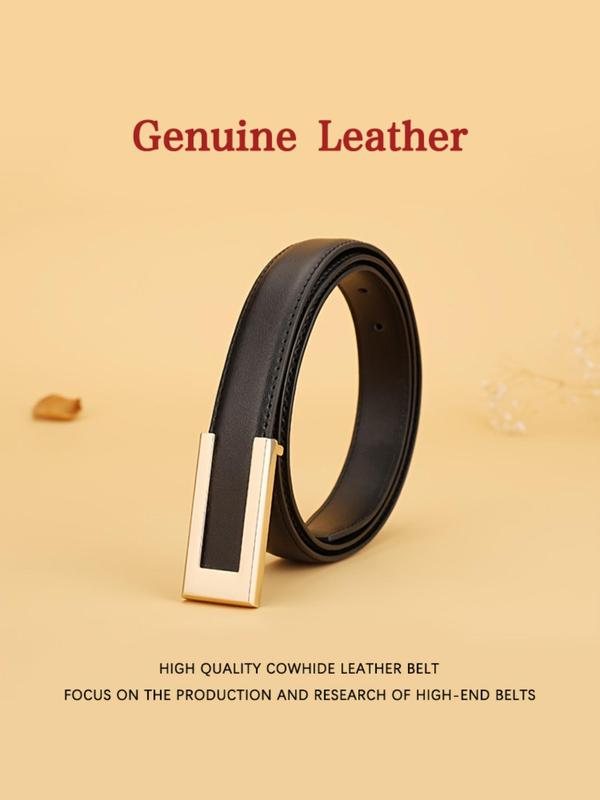 Women's Solid Color Split Leather Belt, Fashionable Casual Waistband for Jeans, Pants, Trousers, Daily Clothing Decoration