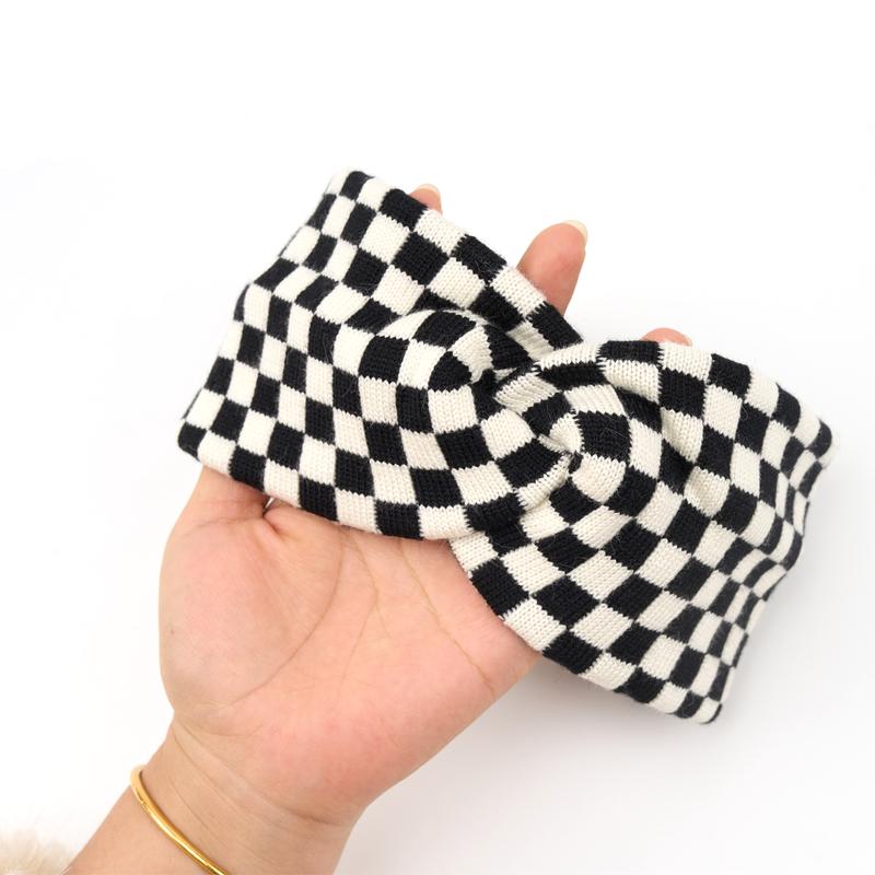 Loveline(1Pc As Gift)Checkerboard Knitted Headband(Do Not Purchase Separately)