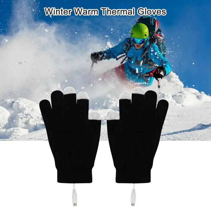 USB Rechargeable Electric Heating Gloves Winter Warm Ski Touchscreen Men Women