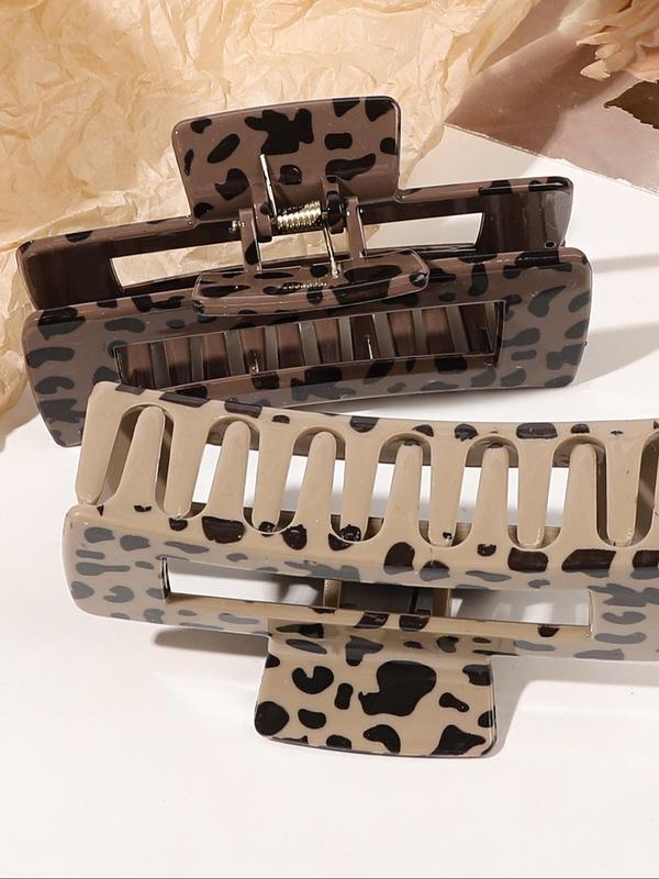 Fashion Leopard Pattern Hair Claws, Hollow Out Design Hair Claws, Casual Versatile Hair Accessories for Women & Girls