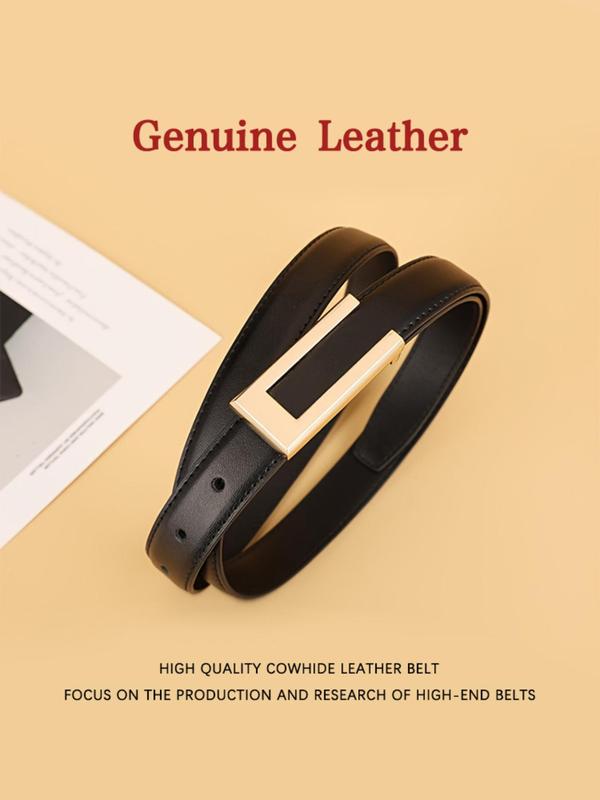 Women's Solid Color Split Leather Belt, Fashionable Casual Waistband for Jeans, Pants, Trousers, Daily Clothing Decoration