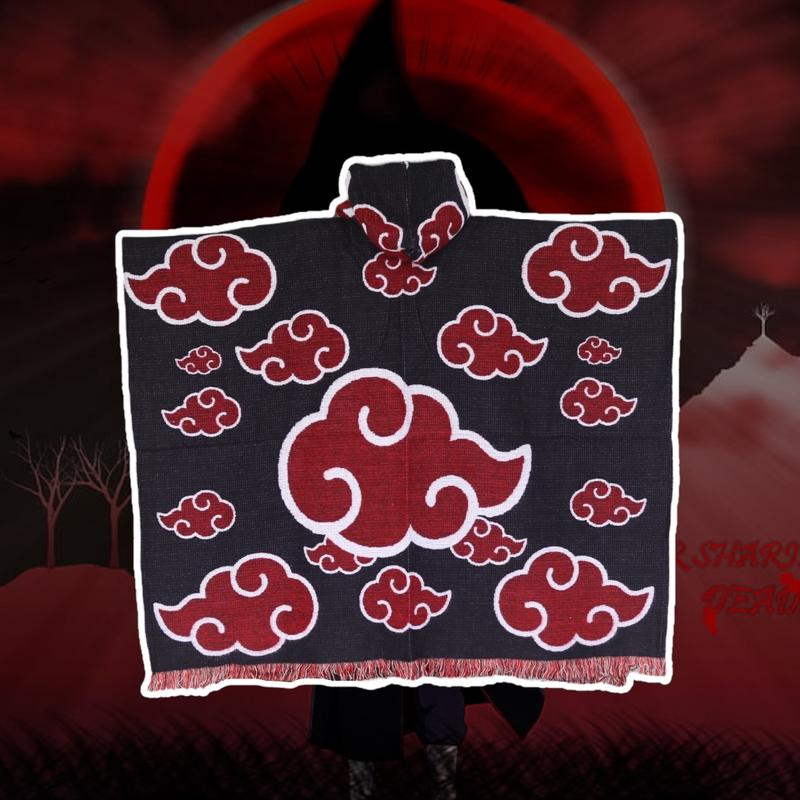 Exclusive Alpaca Poncho - Akatsuki-Inspired Unisex Cape | Warm, Thick, Handcrafted | Perfect Gift for Anime Lovers Costumes Halloween Handmade Outfit Stylish Menswear Coats Underwear Warmer Wool Crewneck Round Neck Tropical Clothing Cloud