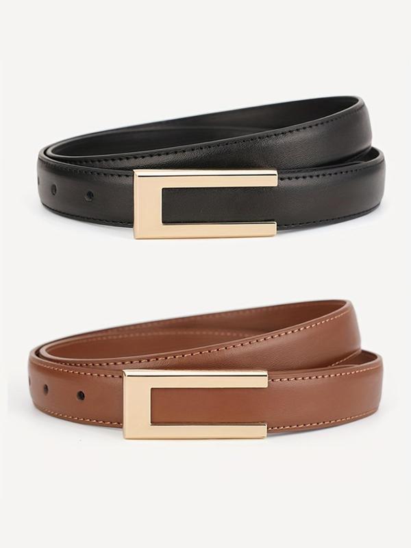 Women's Solid Color Split Leather Belt, Fashionable Casual Waistband for Jeans, Pants, Trousers, Daily Clothing Decoration