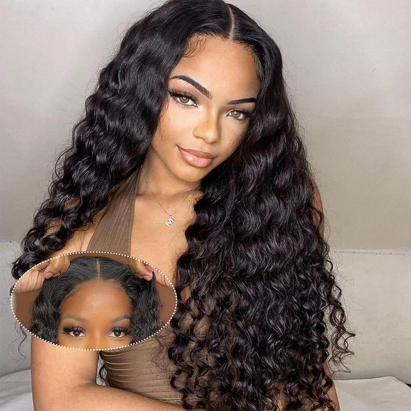 Bling Hair 180% 6x4 Glueless Wig Human Hair Deep Wave Water Wave Curly Lace Closure Wigs For Women 30 32 Inch