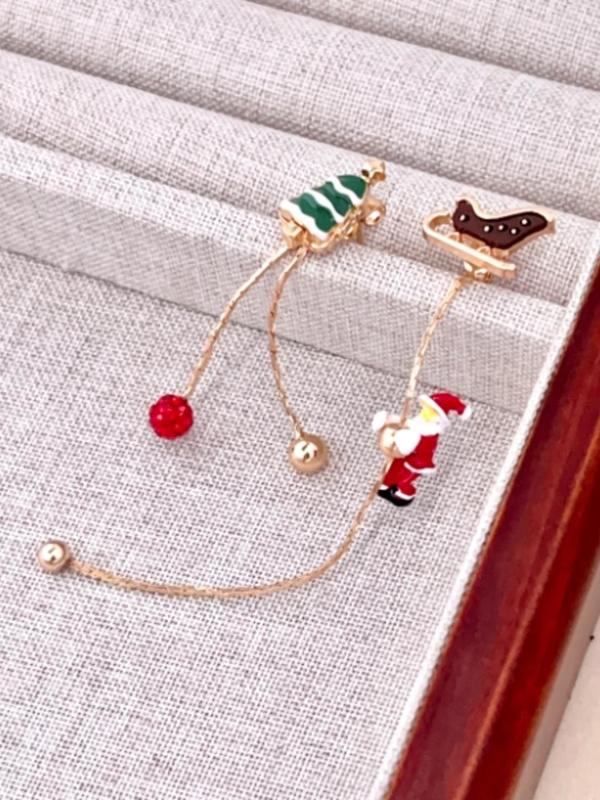 Cute Christmas Themed Dangle Earrings, Asymmetrical Long Tassel Earrings, Fashion Jewelry Accessories for Women & Girls