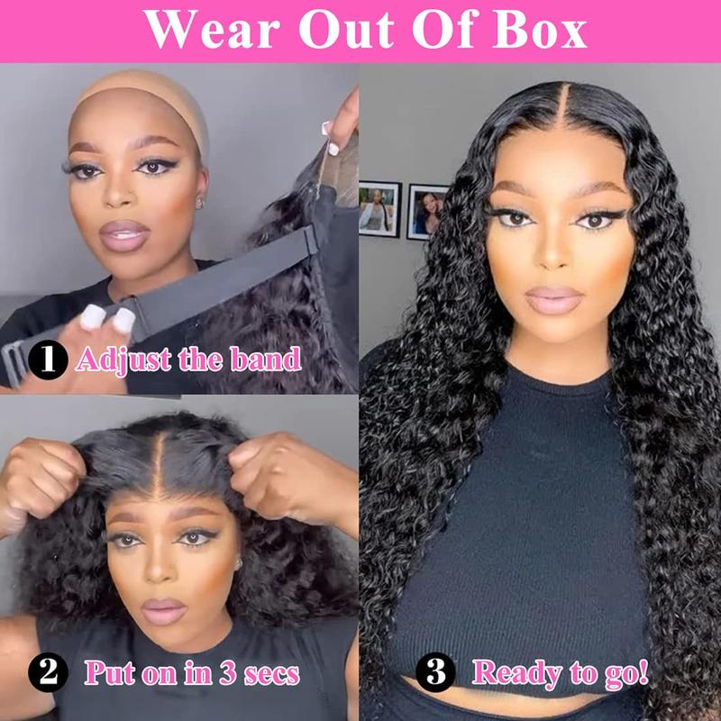 Bling Hair 180% 6x4 Glueless Wig Human Hair Deep Wave Water Wave Curly Lace Closure Wigs For Women 30 32 Inch