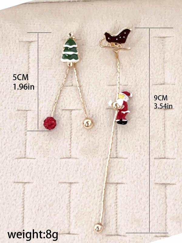 Cute Christmas Themed Dangle Earrings, Asymmetrical Long Tassel Earrings, Fashion Jewelry Accessories for Women & Girls