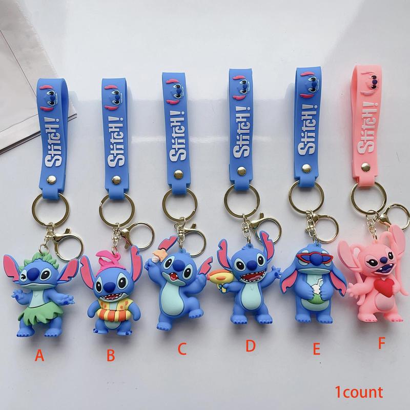 Disney Summer Themed-Stitch Car Keychain, Bag Charm, Car Interior Decoration Pendant, Bag Charm, Universal Keychain for Car, Bag, Phone, Key Decor, Key Decor for Girls