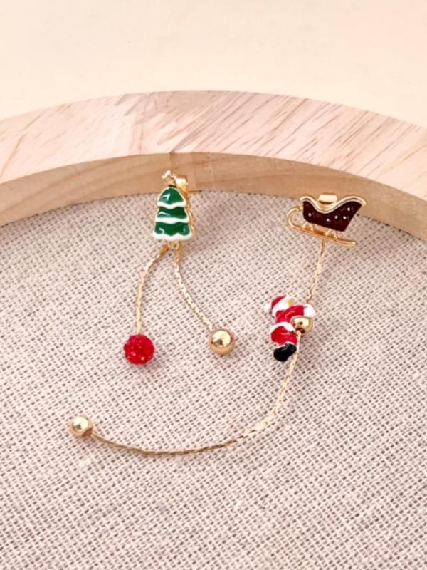 Cute Christmas Themed Dangle Earrings, Asymmetrical Long Tassel Earrings, Fashion Jewelry Accessories for Women & Girls