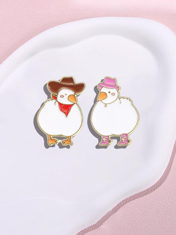 Cute Cartoon Duck Design Brooch, Creative Animal Shape Alloy Badge for Daily Clothing Decoration, Fashion Jewelry Accessories for Women & Men