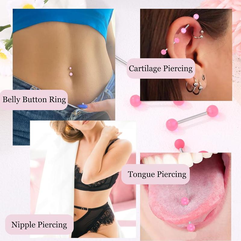 Nipple Piercing Jewelry With Belly Button Ring Set Surgical Steel Nipple Rings for Women Barbell Nipple Rings 14 Gauge 14-Piece Set