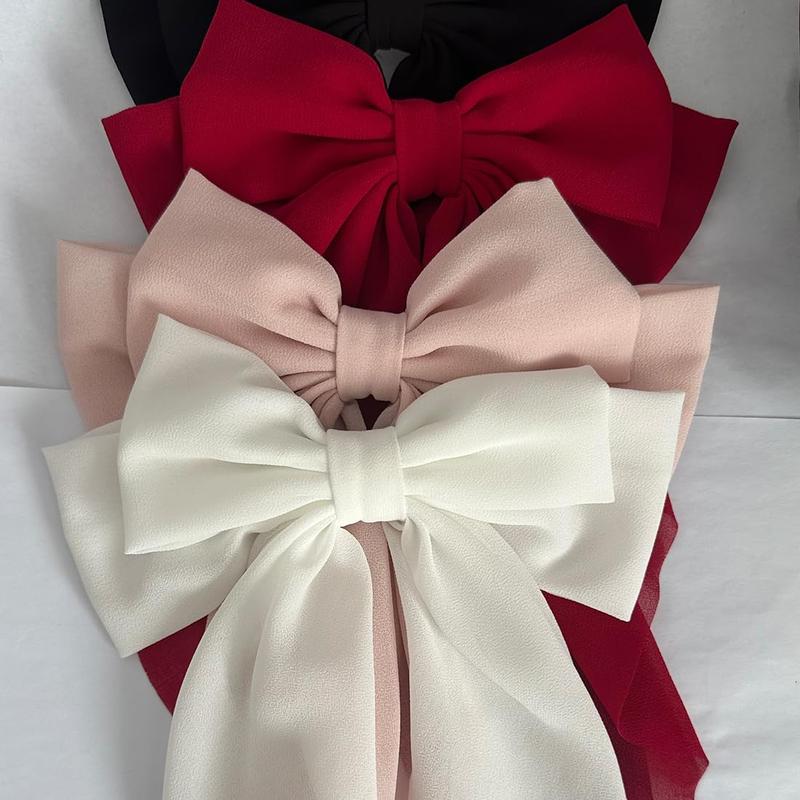 Large Hair Bows 4 PCS Ribbon Bow for Women,Hair Bows for Women,Oversized Long-tail Cute Aesthetic Hair Accessories,Large Hair Barrettes for Women,Big Bows for Girls