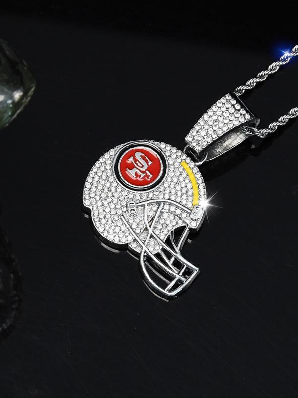 Rhinestone Decor Helmet Design Pendant Necklace, Hip Hop Necklace for Party, Daily Decor, Trendy All-match & Exquisite Jewelry for Birthday Gift