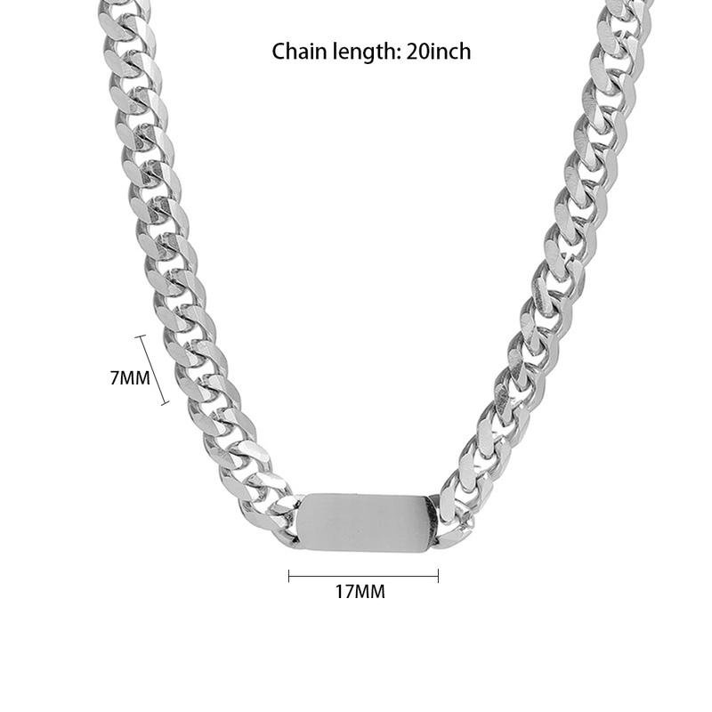 Men Chunky Miami Cuban Chain Necklace,7mm Width, 18 20inch Length,Silver Stainless Steel-Jewelry Gift for Him