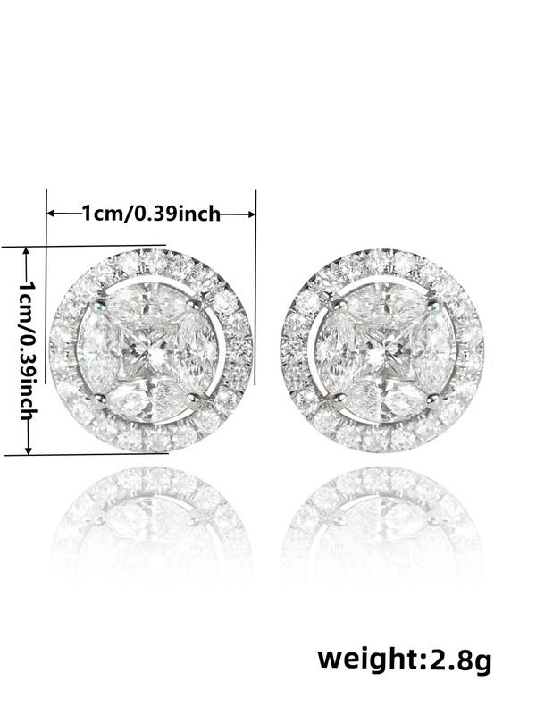 Rhinestone Decorated Stud Earrings, Fashionable Earrings for Women, Daily Clothing Decor, Birthday Gift