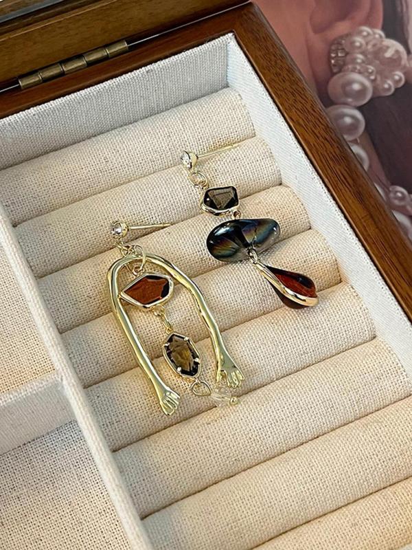 Vintage Geometric Asymmetry Design Dangle Earrings, 2024 New Style Fashion Jewelry for Party, Daily Clothing Decor, Trendy All-match & Exquisite Jewelry for Birthday Gift