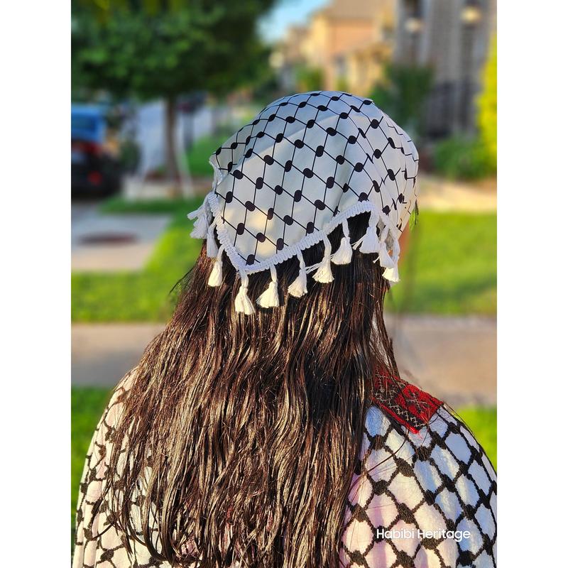 Keffiyeh Hatta Hair Head Scarf Bandana with Lace