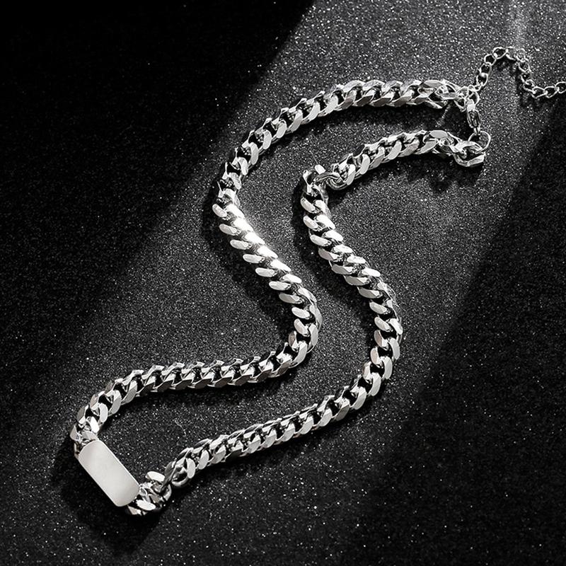 Men Chunky Miami Cuban Chain Necklace,7mm Width, 18 20inch Length,Silver Stainless Steel-Jewelry Gift for Him