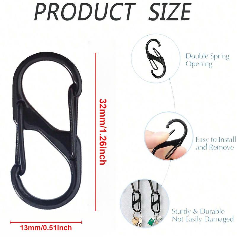 S-shaped Carabiner Clip, 12pcs Anti Theft Quick Disconnect Zipper Pull Locks for Backpack, Double-ended S-shaped Snap Chain Keychain Accessories